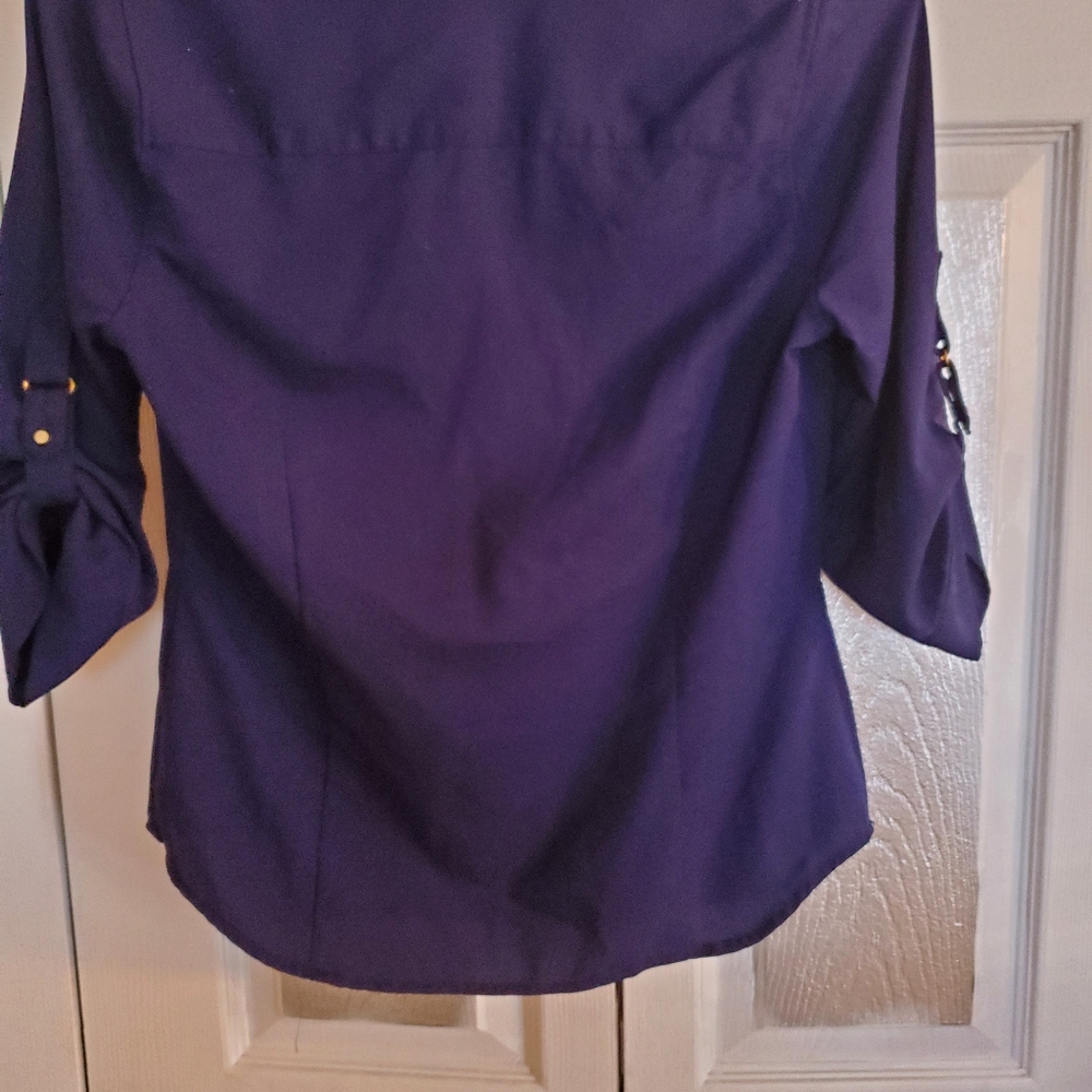 Skies Are BLUE BUTTON FRONT NAVY BLOUSE S MP - Picture 5 of 6